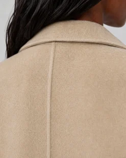 Manteau double face en laine mélangée beige
