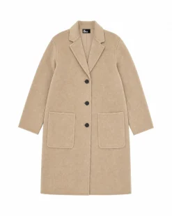 Manteau double face en laine mélangée beige