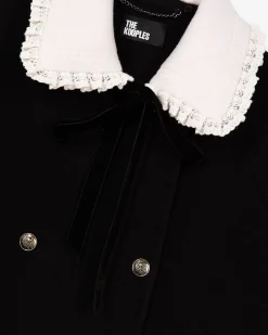 Manteau double face en laine mélangée noire
