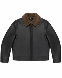 Manteau en fausse fourrue reversible kaki et noir