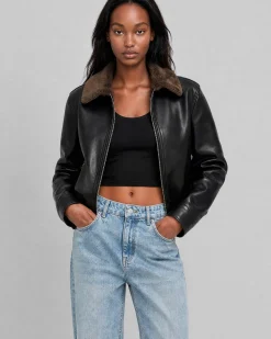 Manteau en fausse fourrue reversible kaki et noir