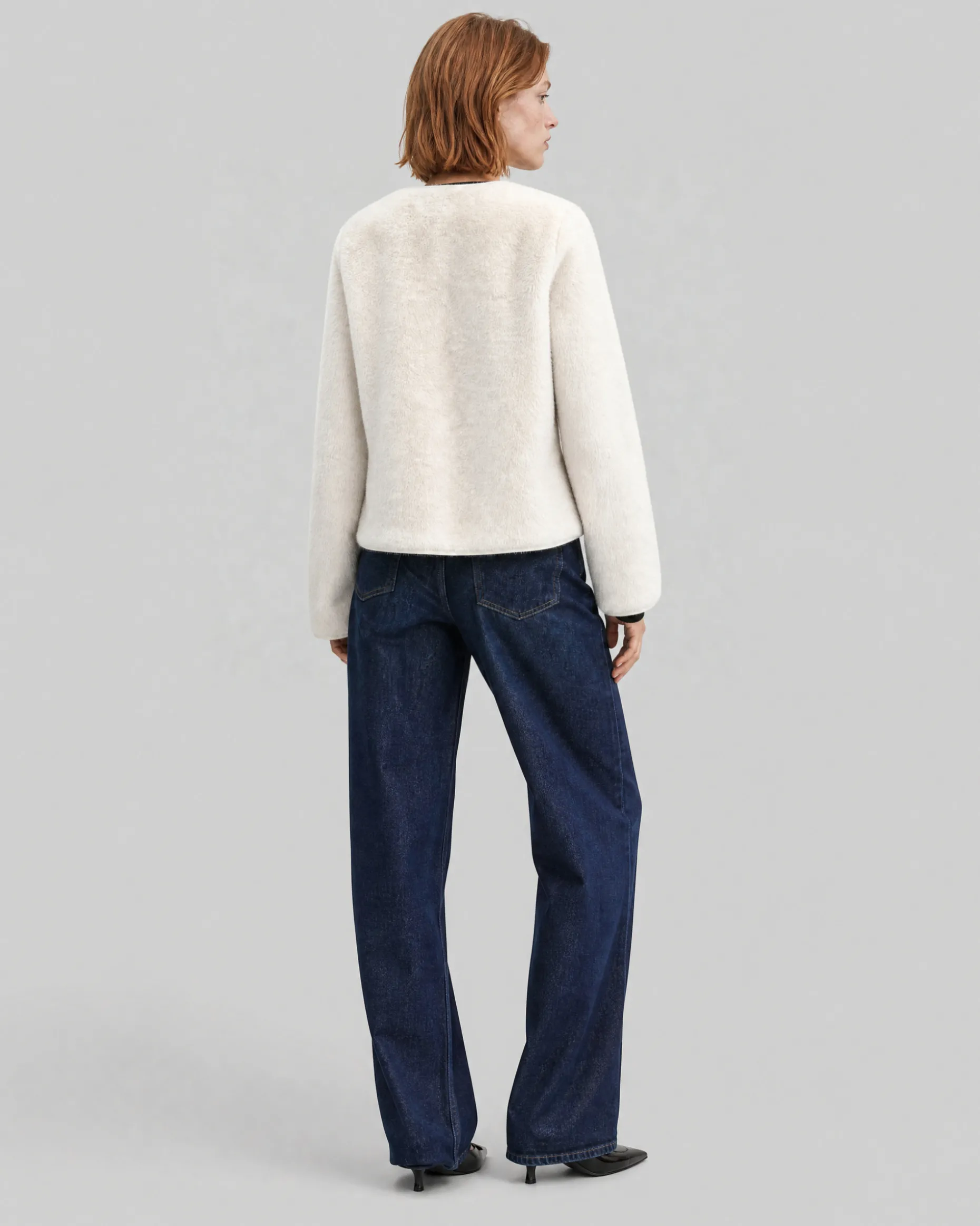 Manteau en fausse fourrure ecru