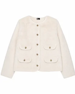 Manteau en fausse fourrure ecru