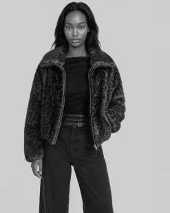 Manteau en fausse fourrure imprimé léopard