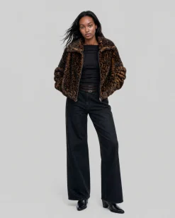 Manteau en fausse fourrure imprimé léopard