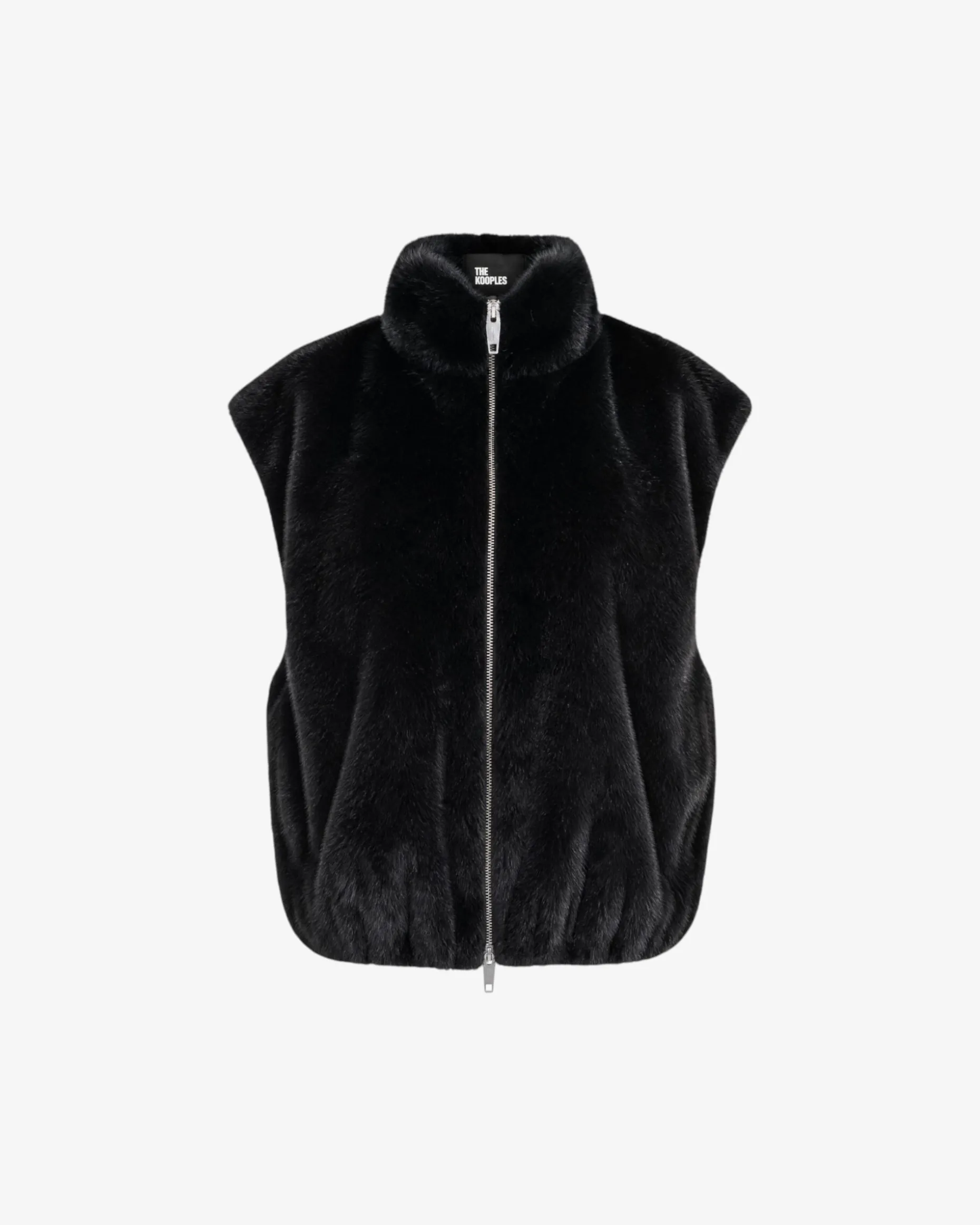 Manteau sans manches en fausse fourrure noir