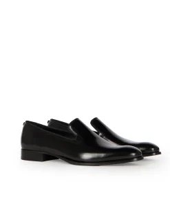 Mocassins en cuir brillant noirs