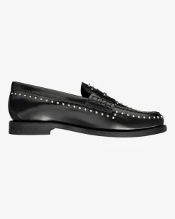 Mocassins à studs en cuir noirs