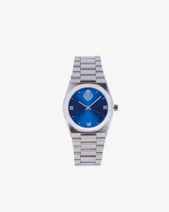 Montre avec Blazon argentée cadran bleu