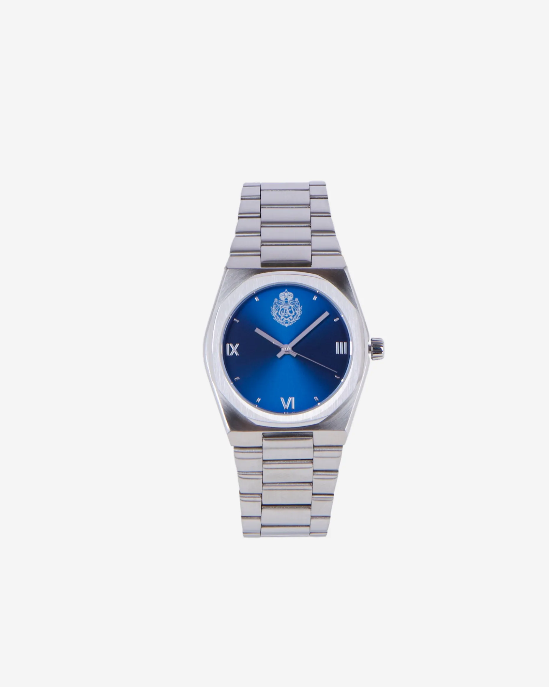 Montre avec Blazon argentée cadran bleu