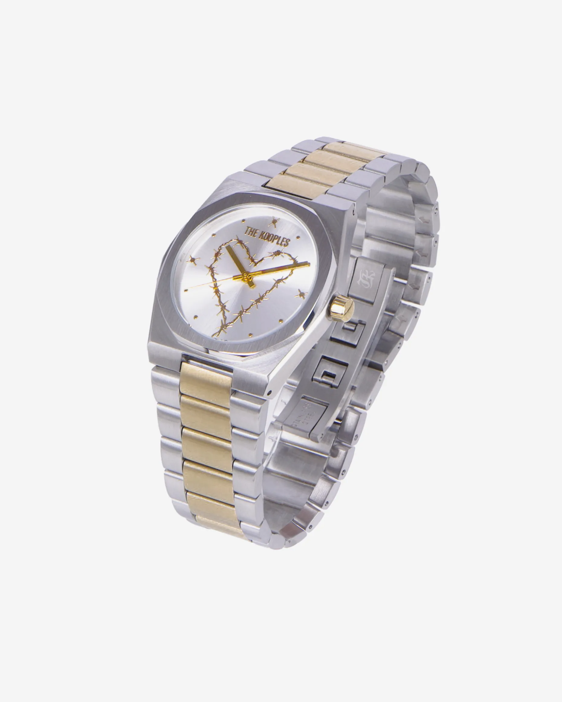 Montre avec coeur dorée et argentée