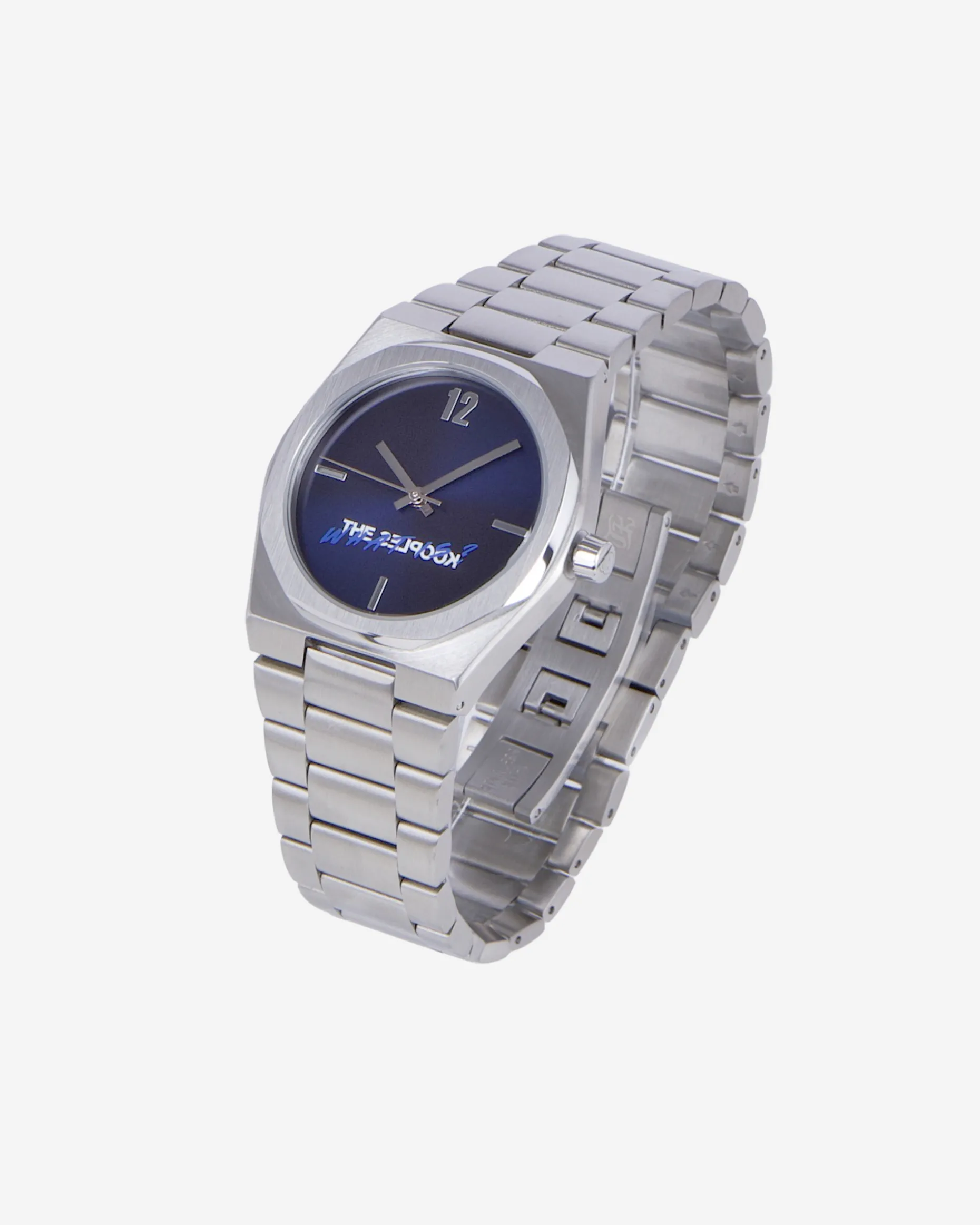 Montre What Is argentée cadran bleu