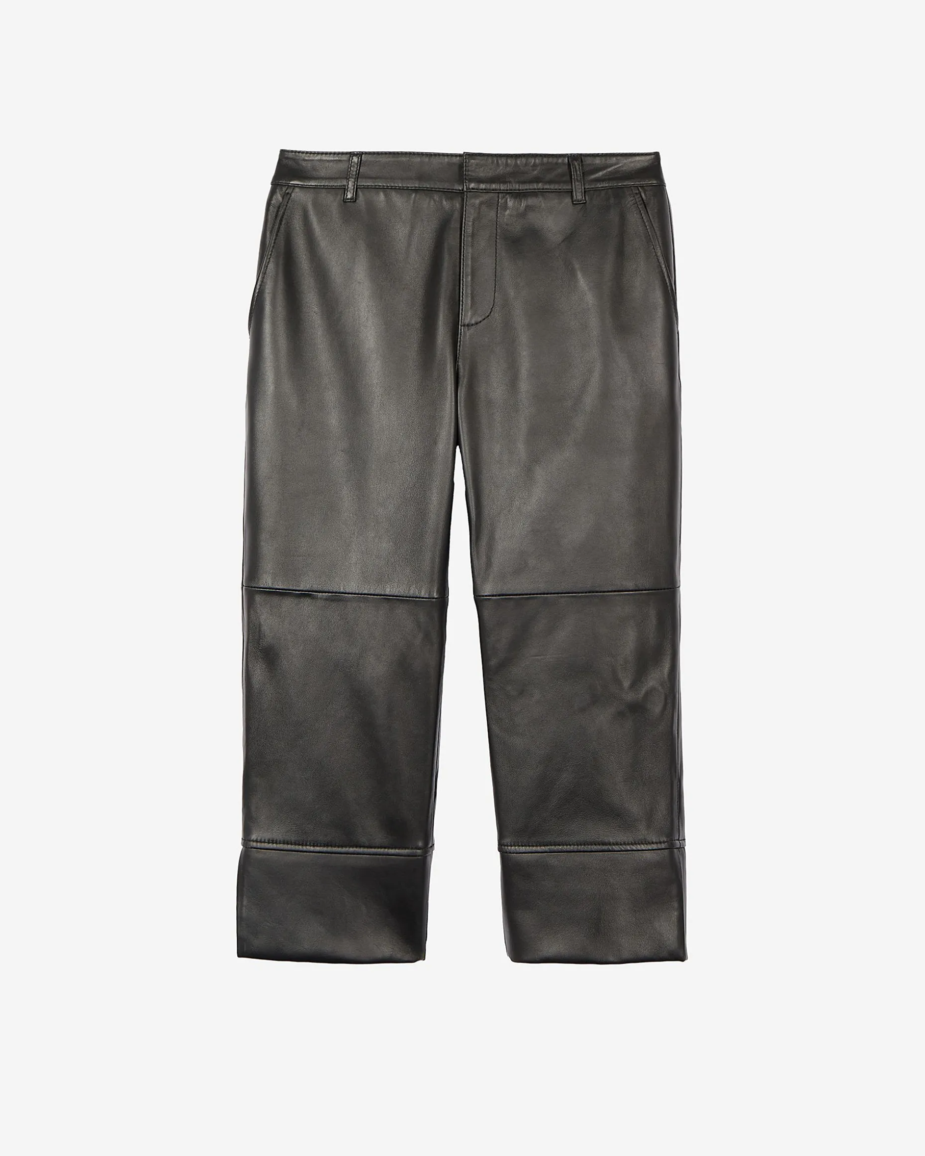 Pantalon capri en cuir noir