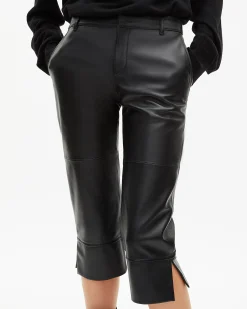 Pantalon capri en cuir noir