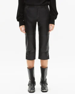 Pantalon capri en cuir noir