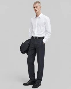 Pantalon de costume ajusté à tartan en laine marine