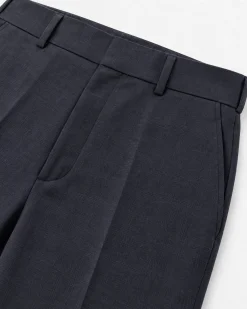 Pantalon de costume ajusté à tartan en laine marine