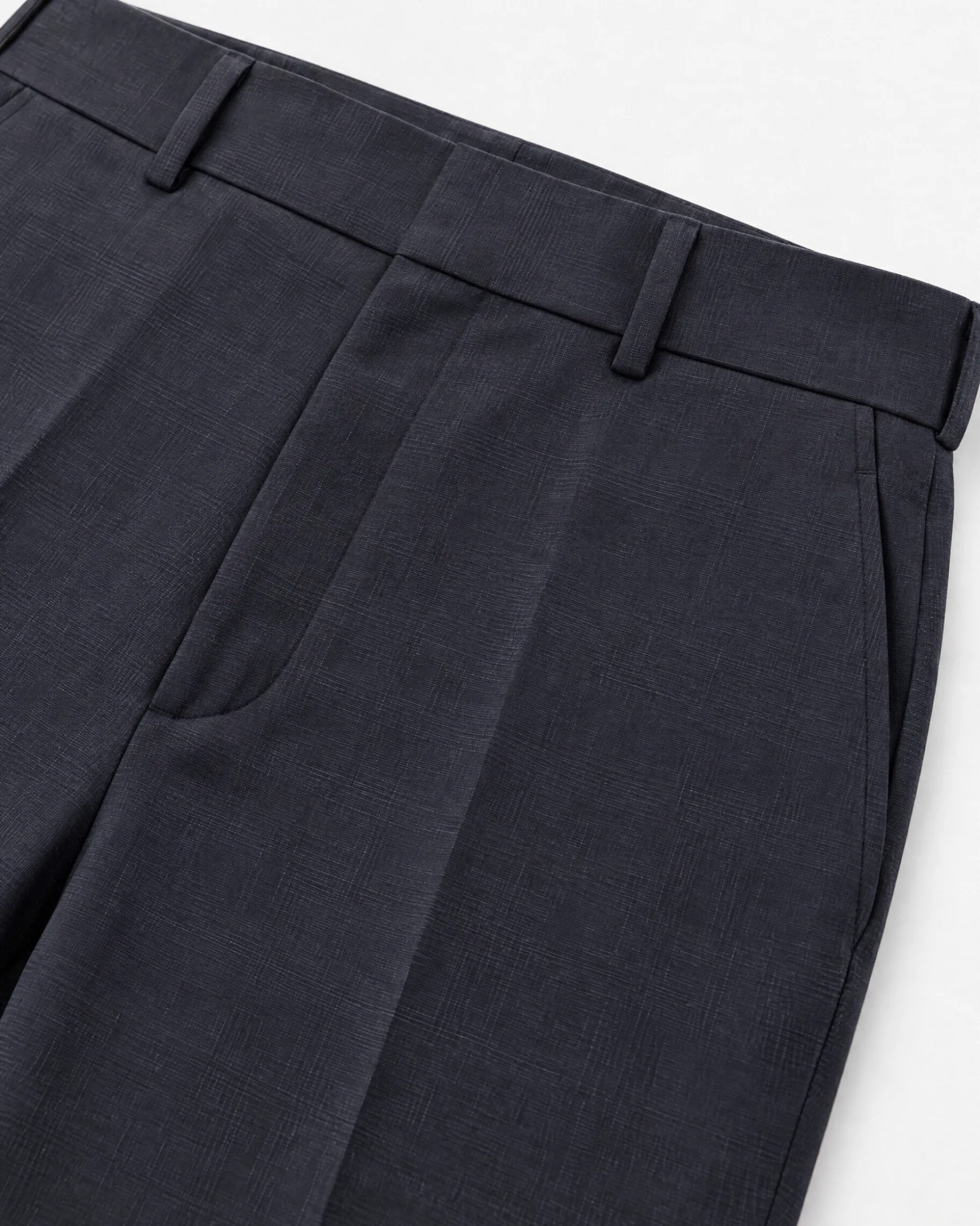 Pantalon de costume ajusté à tartan en laine marine