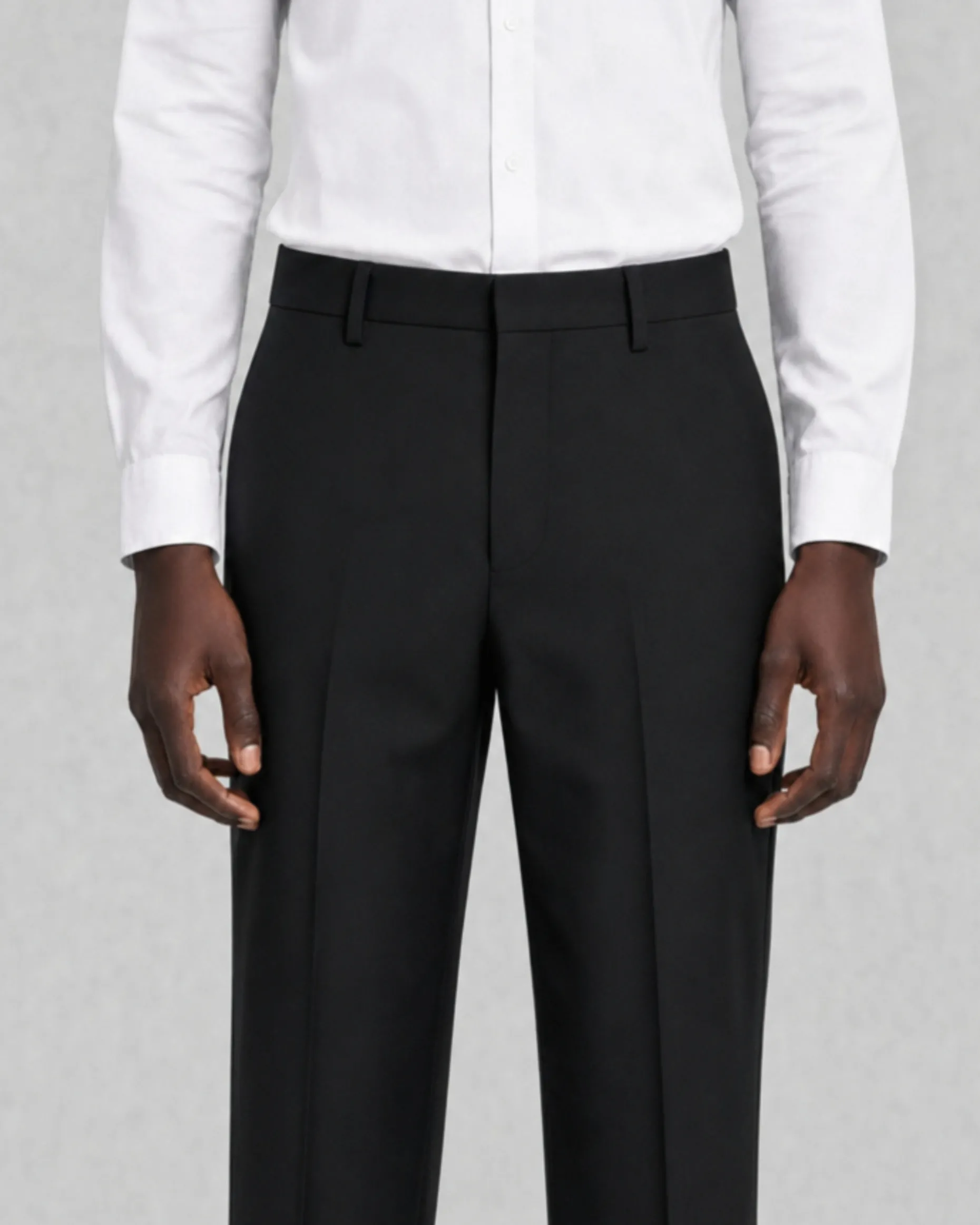 Pantalon de costume droit en laine noir