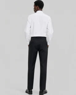 Pantalon de costume droit en laine noir