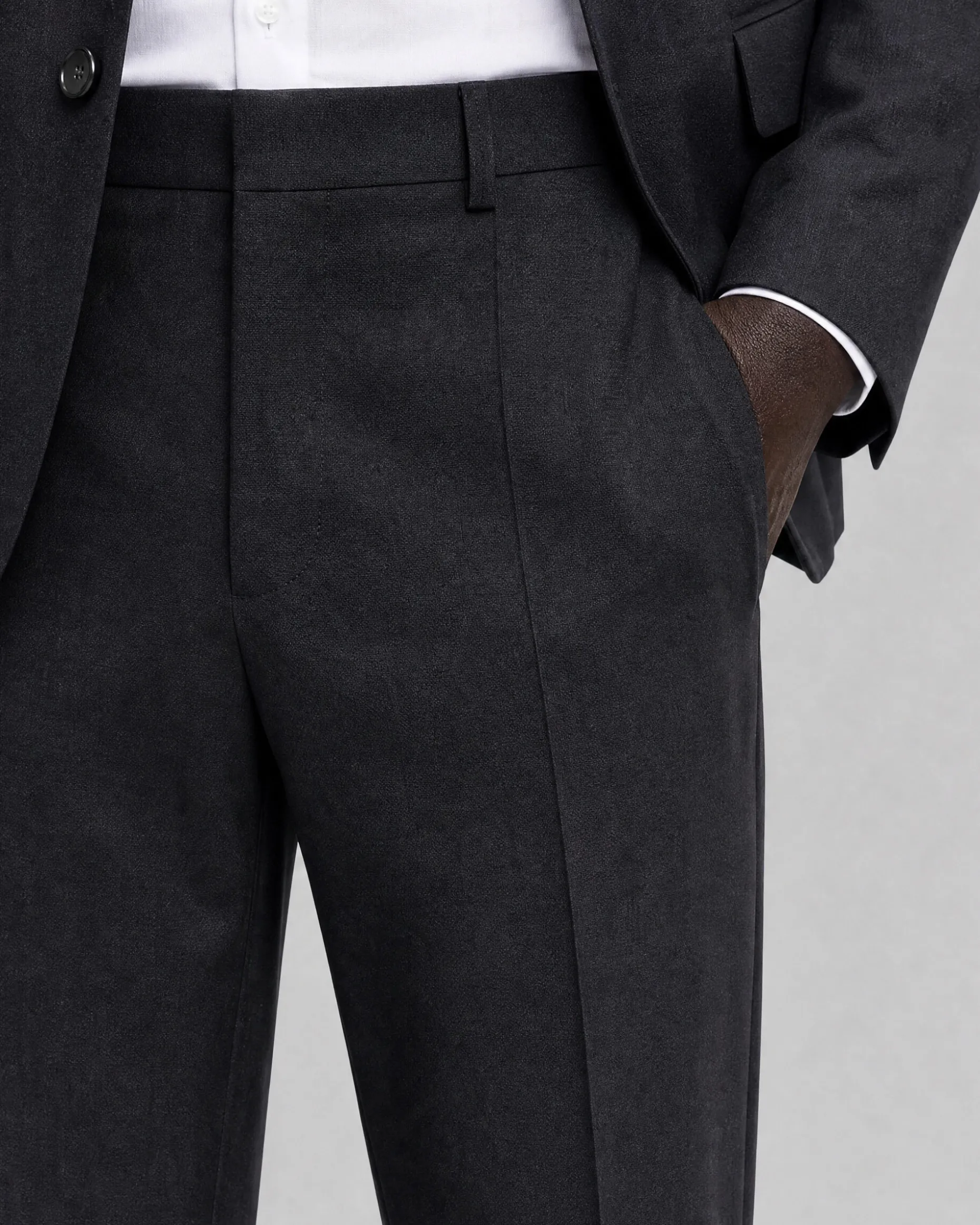 Pantalon de costume droit en laine gris anthracite