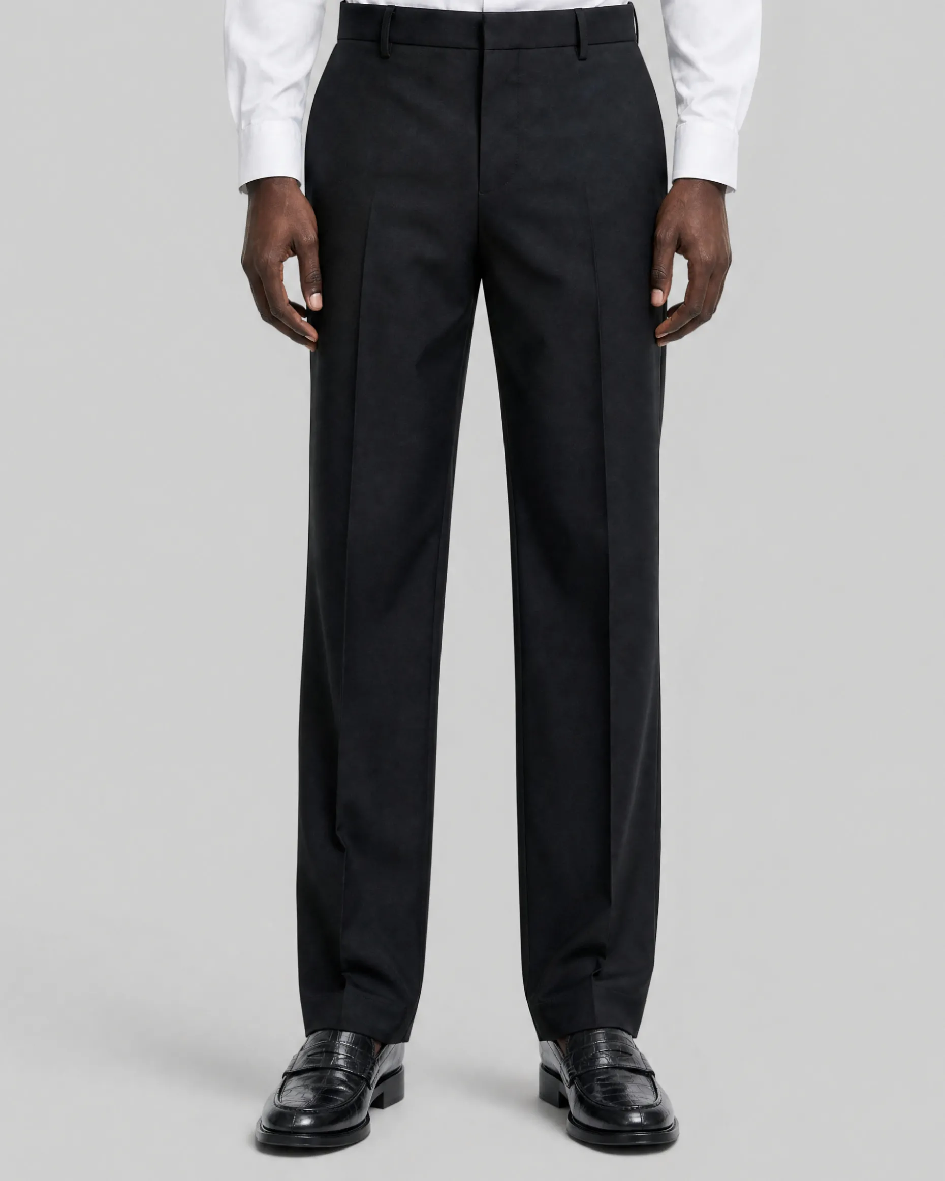 Pantalon de costume droit en laine gris anthracite