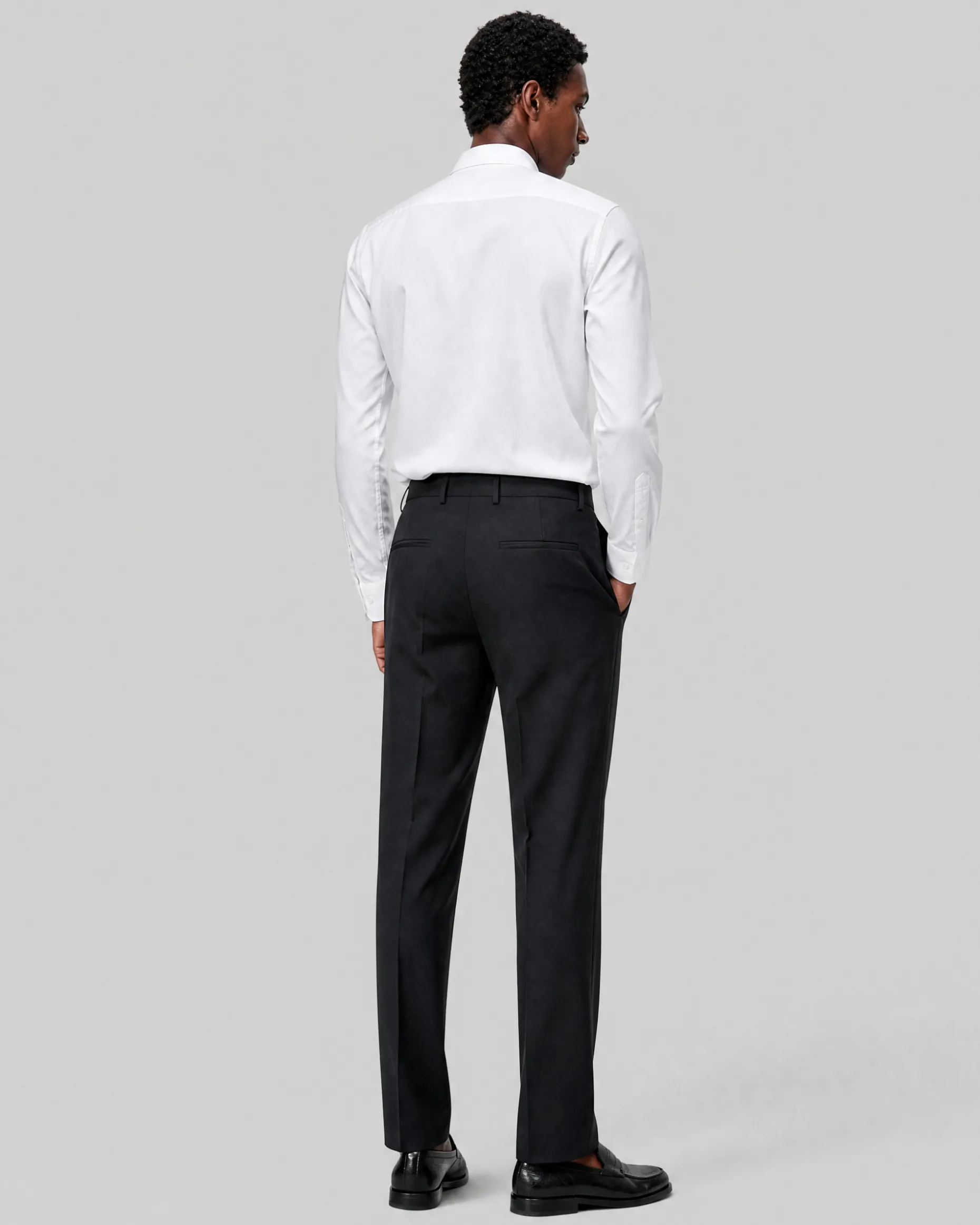 Pantalon de costume droit en laine gris anthracite