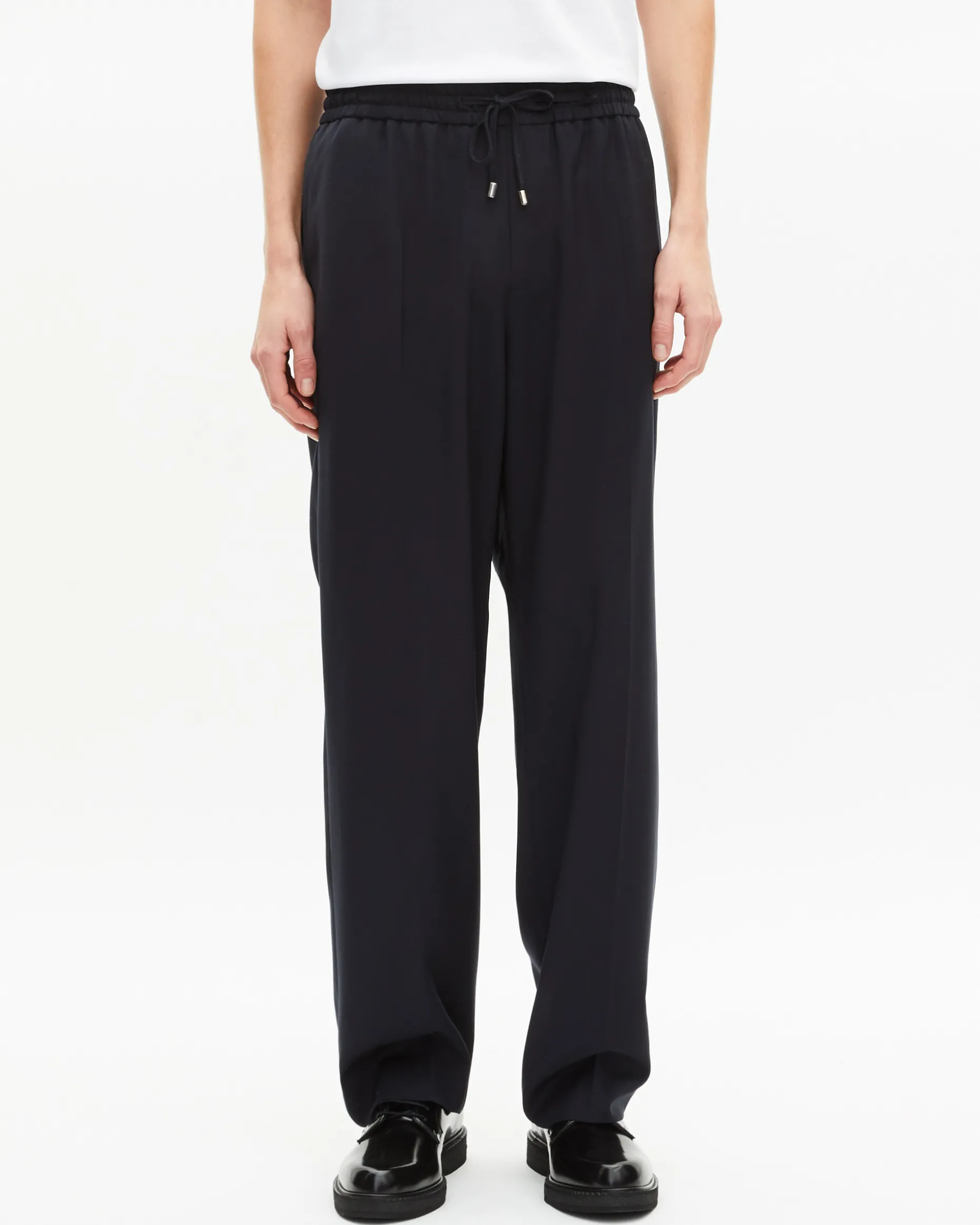 Pantalon de costume droit en laine marine