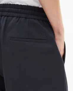 Pantalon de costume droit en laine marine