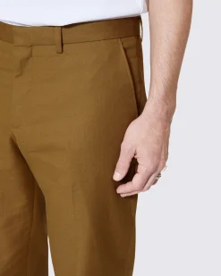 Pantalon de costume en coton lin bronze