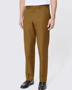 Pantalon de costume en coton lin bronze
