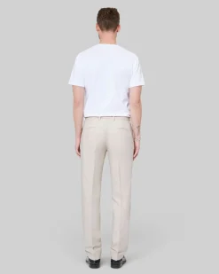 Pantalon de costume en coton lin beige