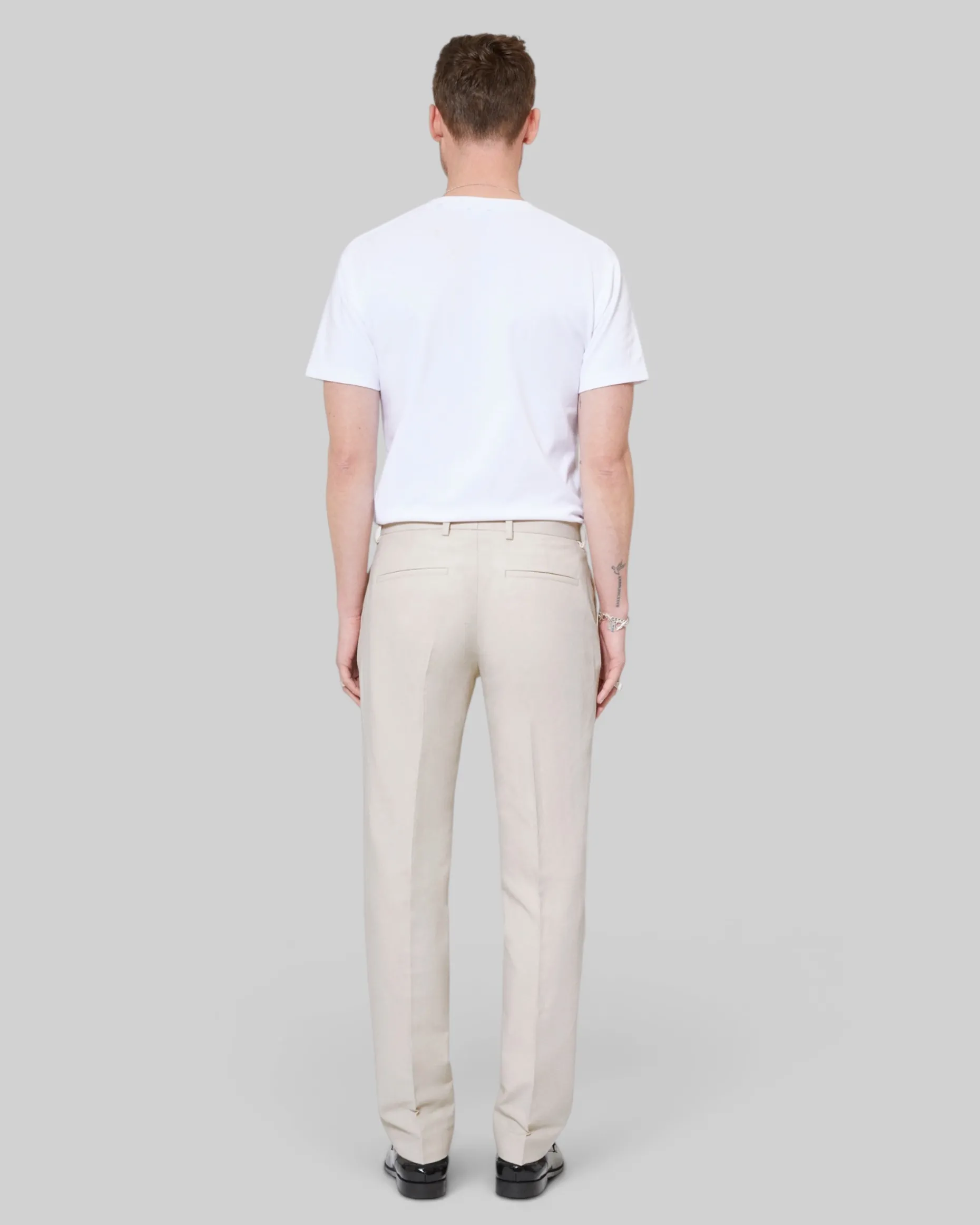 Pantalon de costume en coton lin beige