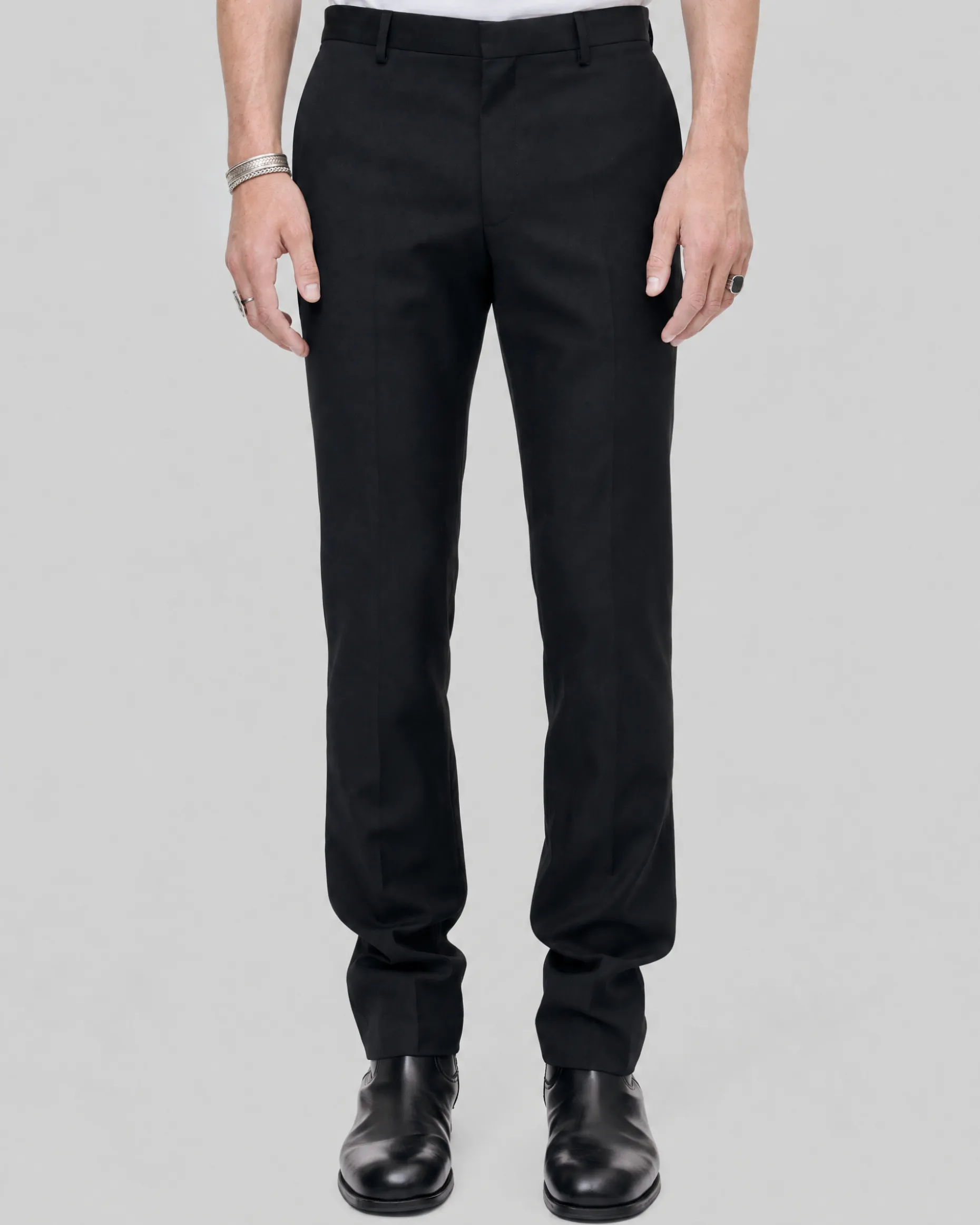 Pantalon de costume en laine ajusté noir