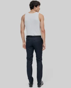 Pantalon de costume en laine ajusté bleu