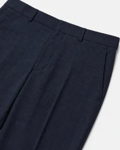 Pantalon de costume en laine ajusté bleu