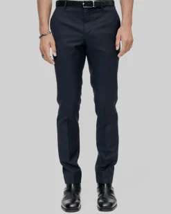 Pantalon de costume en laine ajusté bleu
