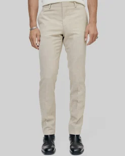 Pantalon de costume en laine coupe ajustée beige