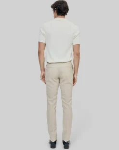 Pantalon de costume en laine coupe ajustée beige