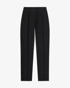 Pantalon de tailleur ajusté en laine mélangée noir
