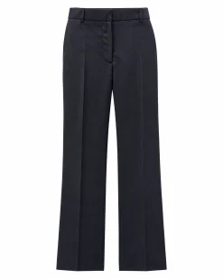 Pantalon de tailleur droit en laine marine