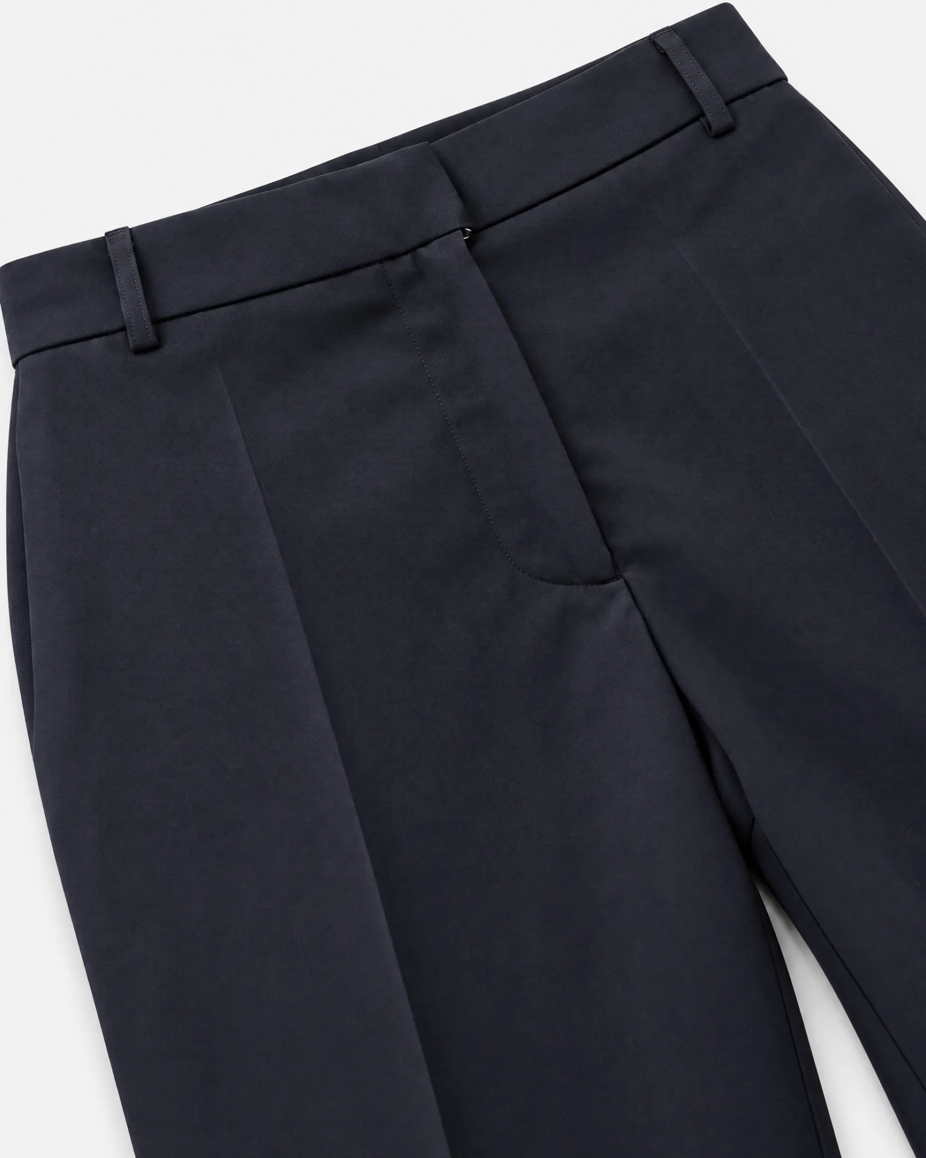 Pantalon de tailleur droit en laine marine