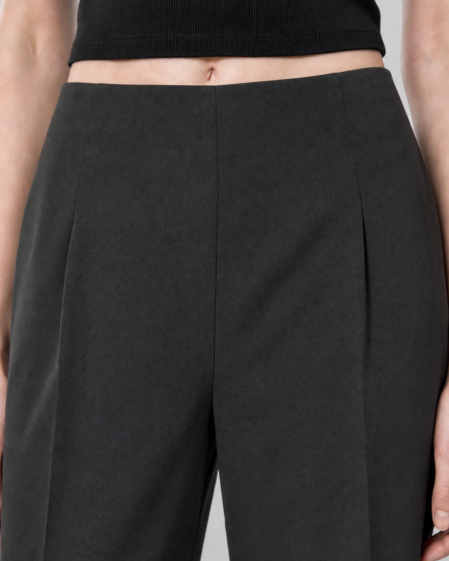 Pantalon de tailleur droit en laine mélangée noir