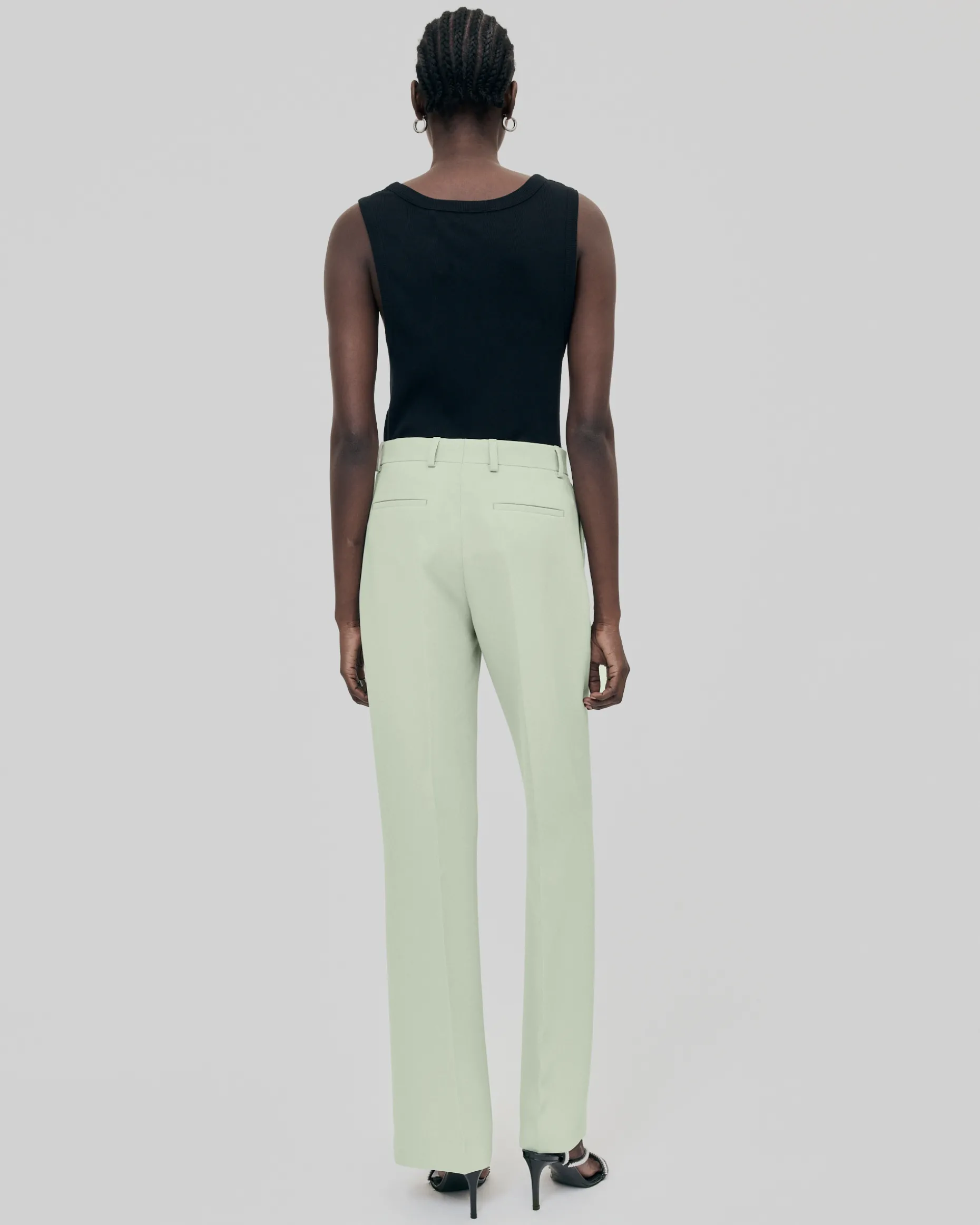 Pantalon de tailleur droit vert pastel