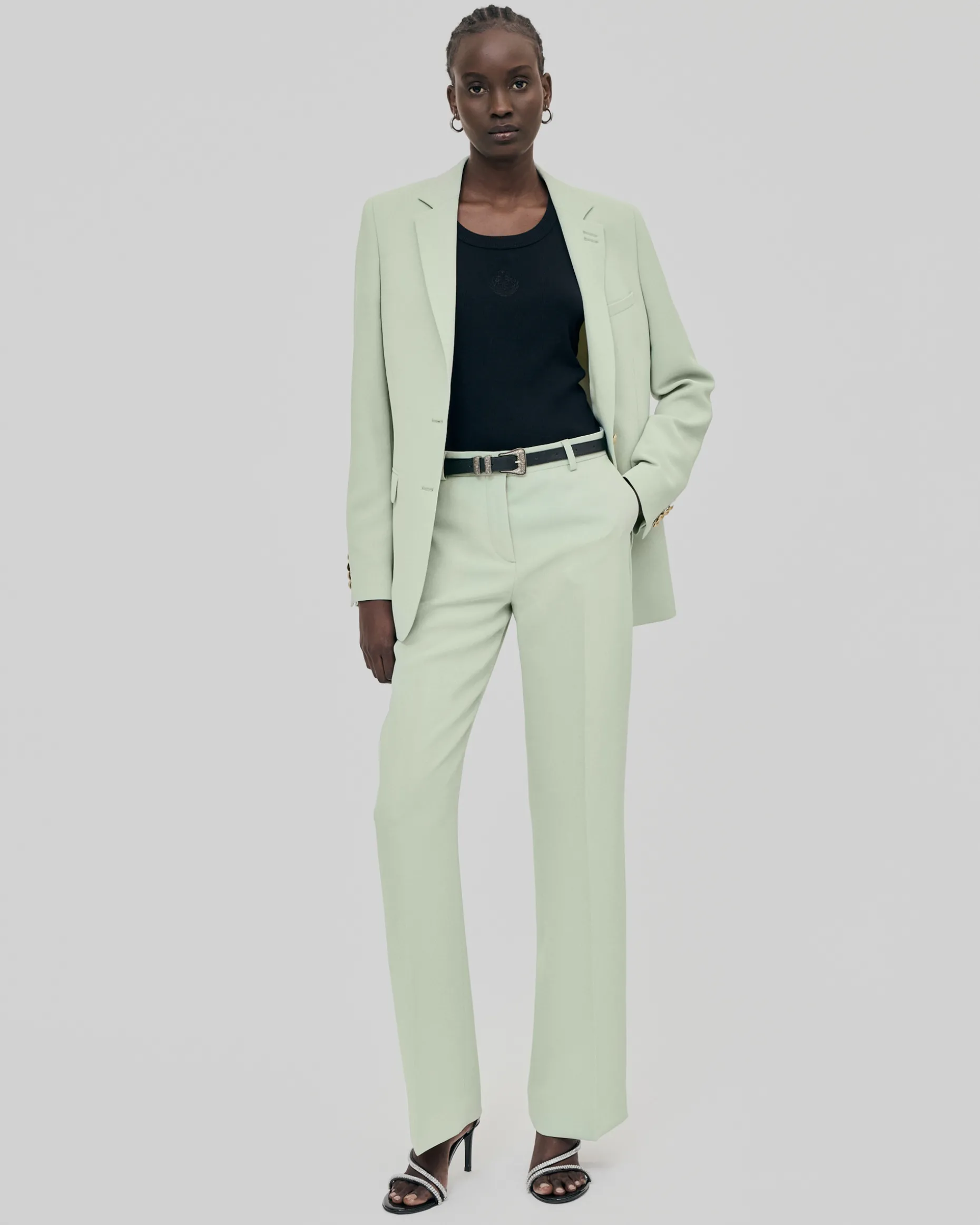 Pantalon de tailleur droit vert pastel