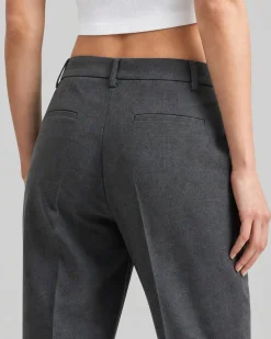 Pantalon de tailleur flare en laine mélangée gris