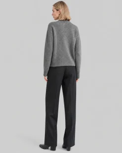 Pantalon de tailleur large en laine noir