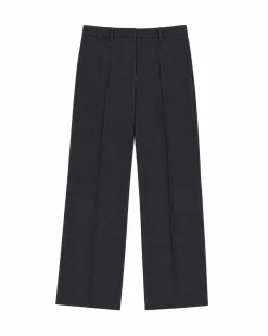 Pantalon de tailleur large en laine noir