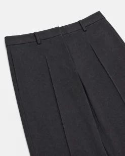 Pantalon de tailleur large en laine noir