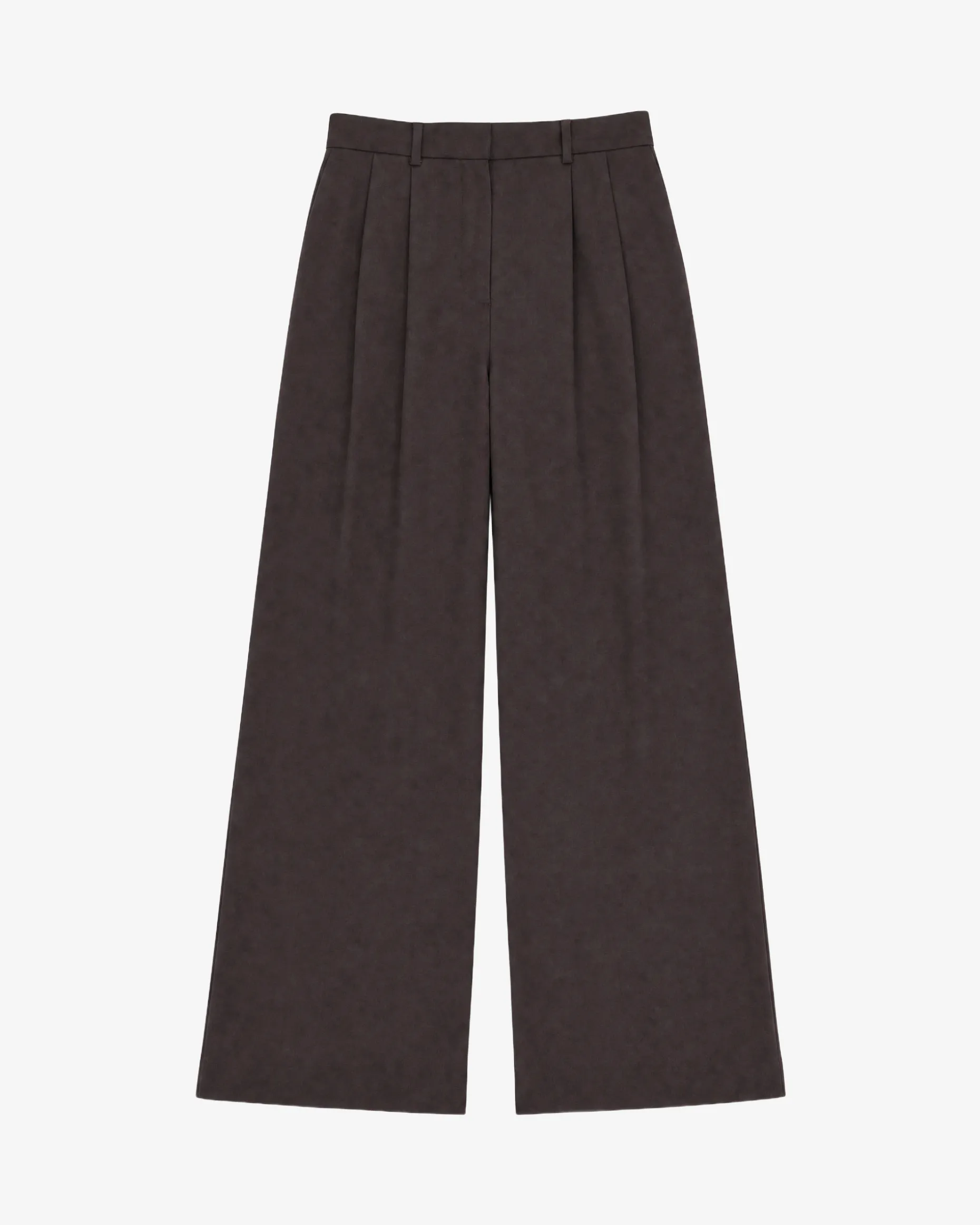 Pantalon de tailleur large en laine marron